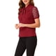 thumbnail image 4 of INSPIRAR CHIC Blusa de Manga Corta de Malla con Cuello de V y Lazo para Mujeres XS Burdeos, 4 of 7