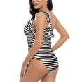 thumbnail image 4 of Cauagu Ladybugs on Black and White Striped Print Women's Sexy One Piece Swimsuits One Shoulder Ruffle Tummy Control Bathing Suit Slimming Swimwear-Large, 4 of 6