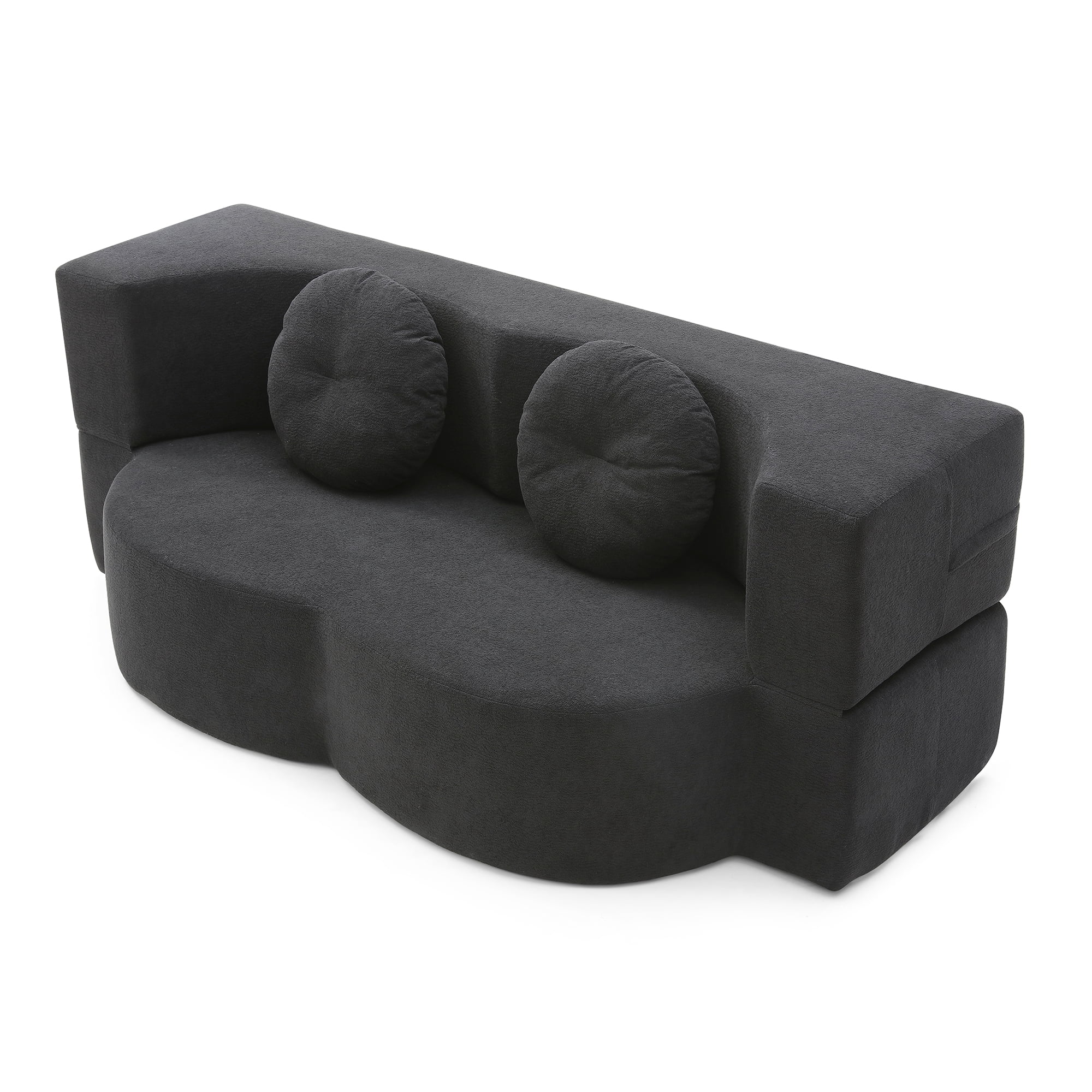 Leumius 2-in-1 Folding Sofa Bed with Pillow,Twin Sleeper Sofa,Floor & Futon Loveseat Couch,Foam Folding Mattress Sleeper for Living Room,Office,Apartment,Black