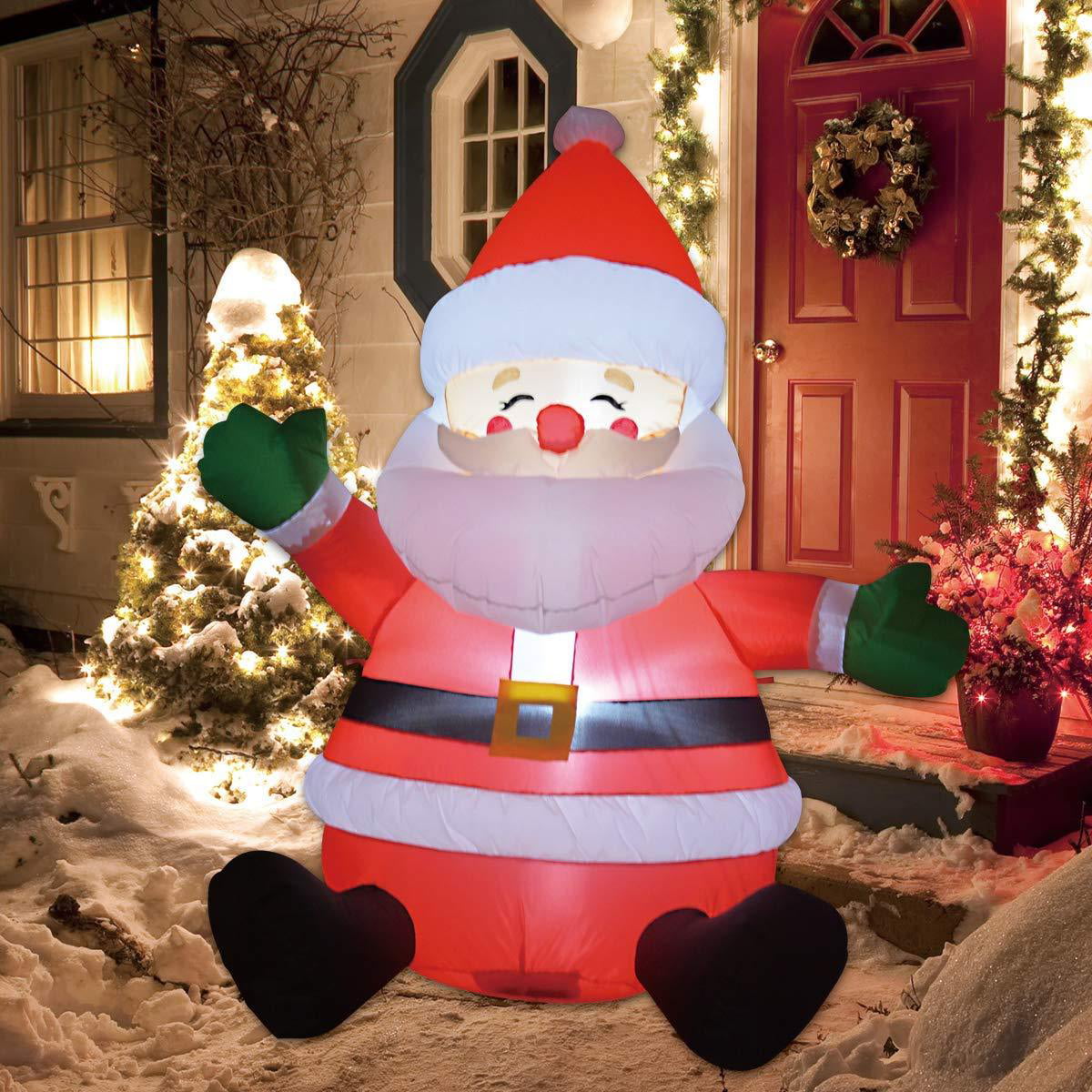 GOOSH 5 FT Christmas Inflatable Santa Claus LED Lights Indoor Outdoor ...