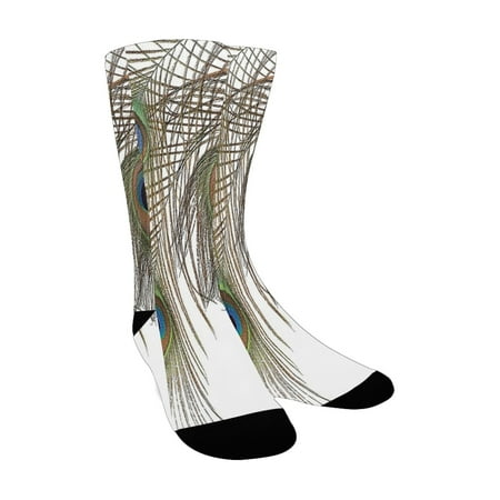 

Peacock Decor Collection A Feather of Peacock Power Animal Rising Out of the Ashes Symbol Creature A Custom Socks for Women