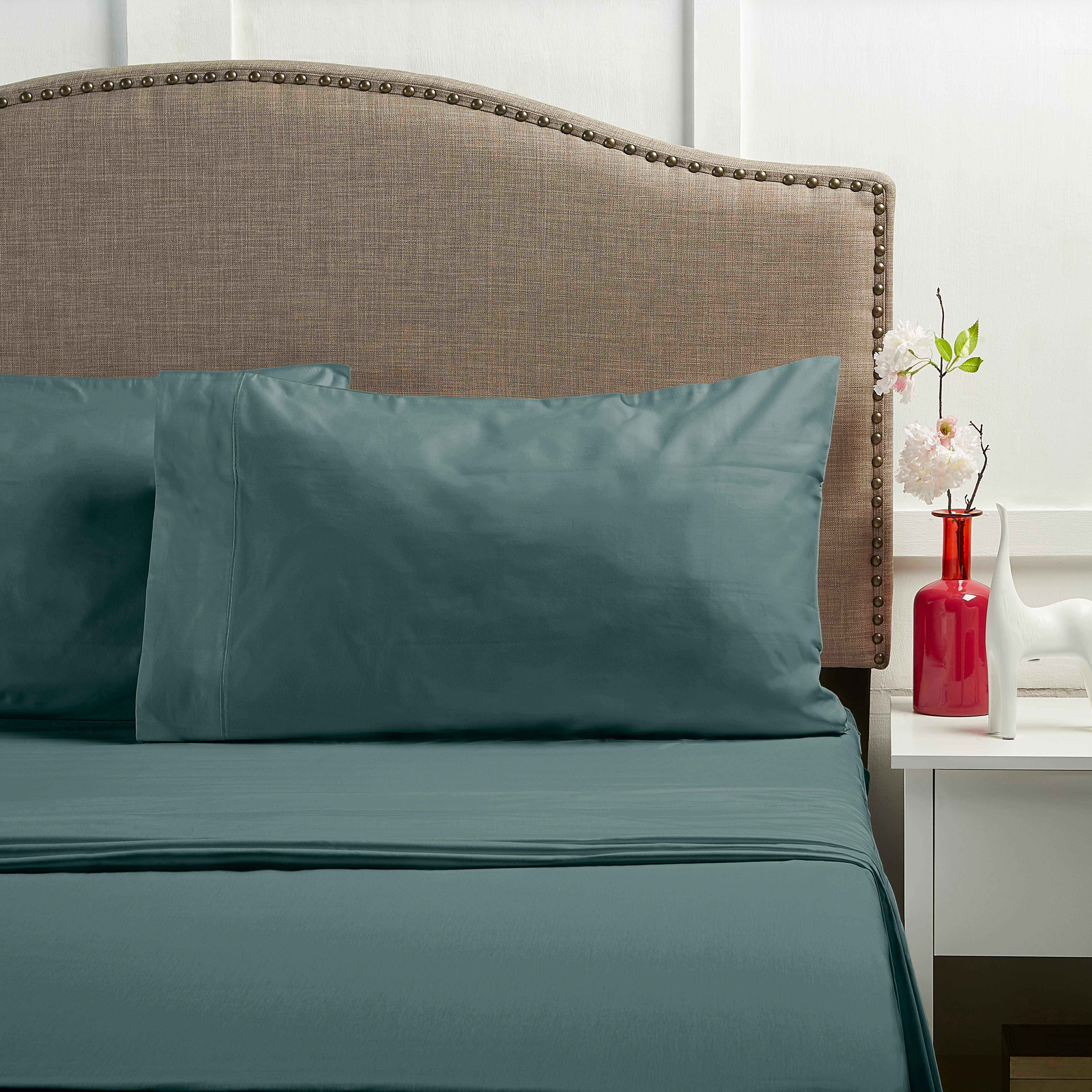 TEAL CLOUD DAMASK HOTEL STYLE 600 THREAD COUNT SET/2 PILLOW CASE KING 