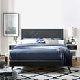 thumbnail image 2 of Contemporary Modern Urban Designer Bedroom King Size Headboard, Rivet Nail, Fabric, Grey Gray, 2 of 5