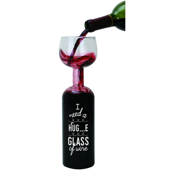 BigMouth Inc. Original Wine Bottle Glass -I Need a Huge Glass of Wine, Large Wine Glass, 750 mL