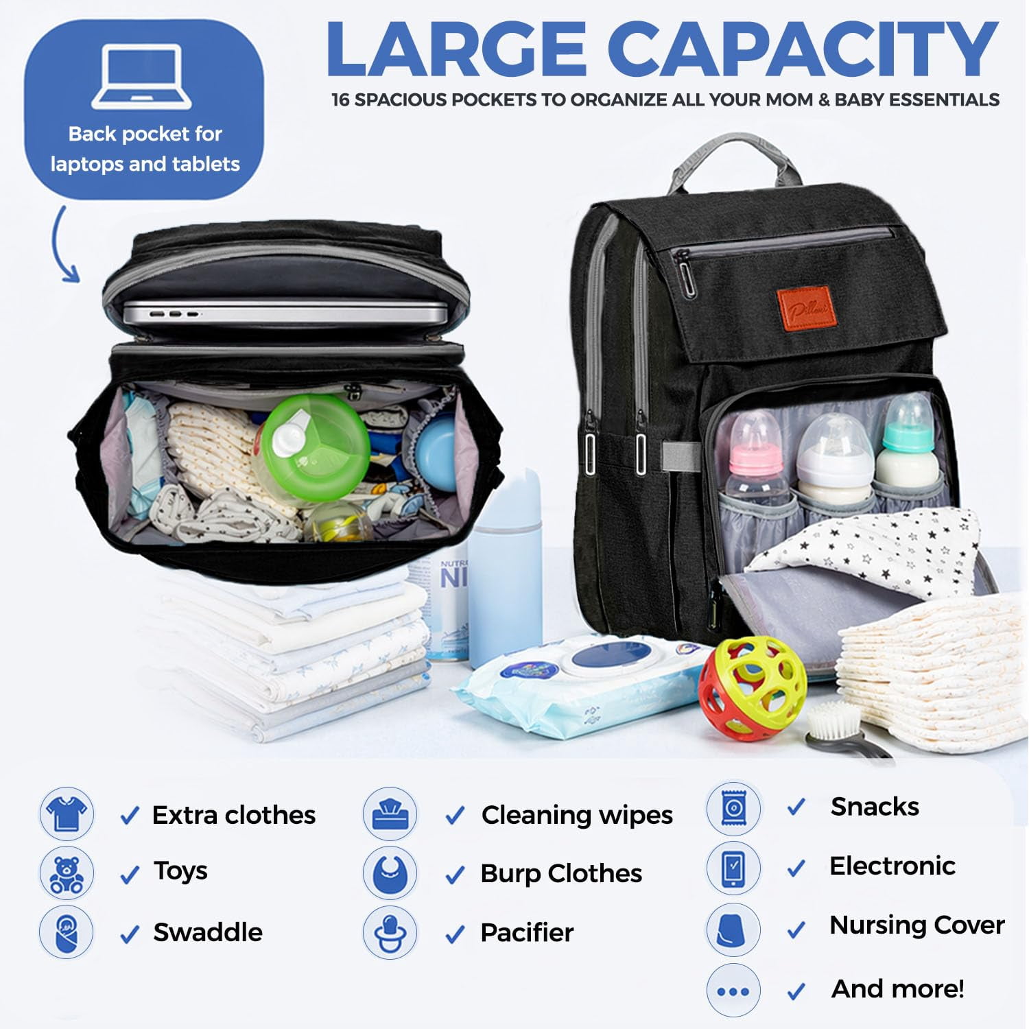 Baby Diaper Bag Backpack - Baby Bag for Girls & Boys, Large Waterproof Toddler Diaper Backpack - Baby Shower Gifts & Registry Must Haves - Travel Diaper Bags with Changing Pad - Newborn Stuff