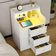Nightstand with USB Ports Charging Station & LED Lights,Morden Night