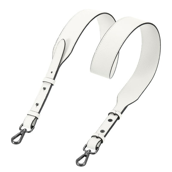 PU Leather Purse Strap, 41.7"-45.3" Adjustable Crossbody Replacement Straps 1.5" Width for Handbags, Shoulder Bag (White, Black Clasp)
