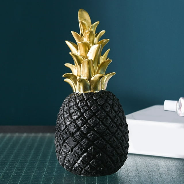Xihbxyly Adorno de Piña Dorada, Decoración Moderna y Elegante para El Hogar, Diseño Artesanal de Resina, Detalles Exquisitos, Versátil para Sala de Estar, Oficina y Vinoteca, Tamaño 25 X 9 X 9 Cm.