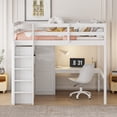 thumbnail image 2 of Wood Full Size Loft Bed with Built-in Wardrobe, Desk, Storage Shelves and Drawers(White), 2 of 12