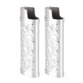 thumbnail image 2 of ZOUSSIQI 2Pcs Lighter Case Zinc Alloy Lighter Storage Container Floral Pattern for Outdoor Camping Hiking Silver JU316-84140, 2 of 13