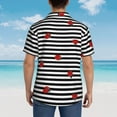 thumbnail image 6 of Kll Men'S Hawaiian Shirt Short Sleeve Button Down Beach Shirts-Ladybugs On Black And White Striped, 6 of 8