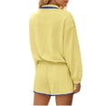 thumbnail image 4 of Long Sleeve Women 2 Pieces Sweatsuit Half Button Sweatshirt and Shorts Sets Outfit, 4 of 5
