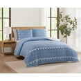 thumbnail image 2 of Pasadena Medallion Blue 3-Piece Microfiber Quilt Set with Tassels - Full/Queen, 2 of 5