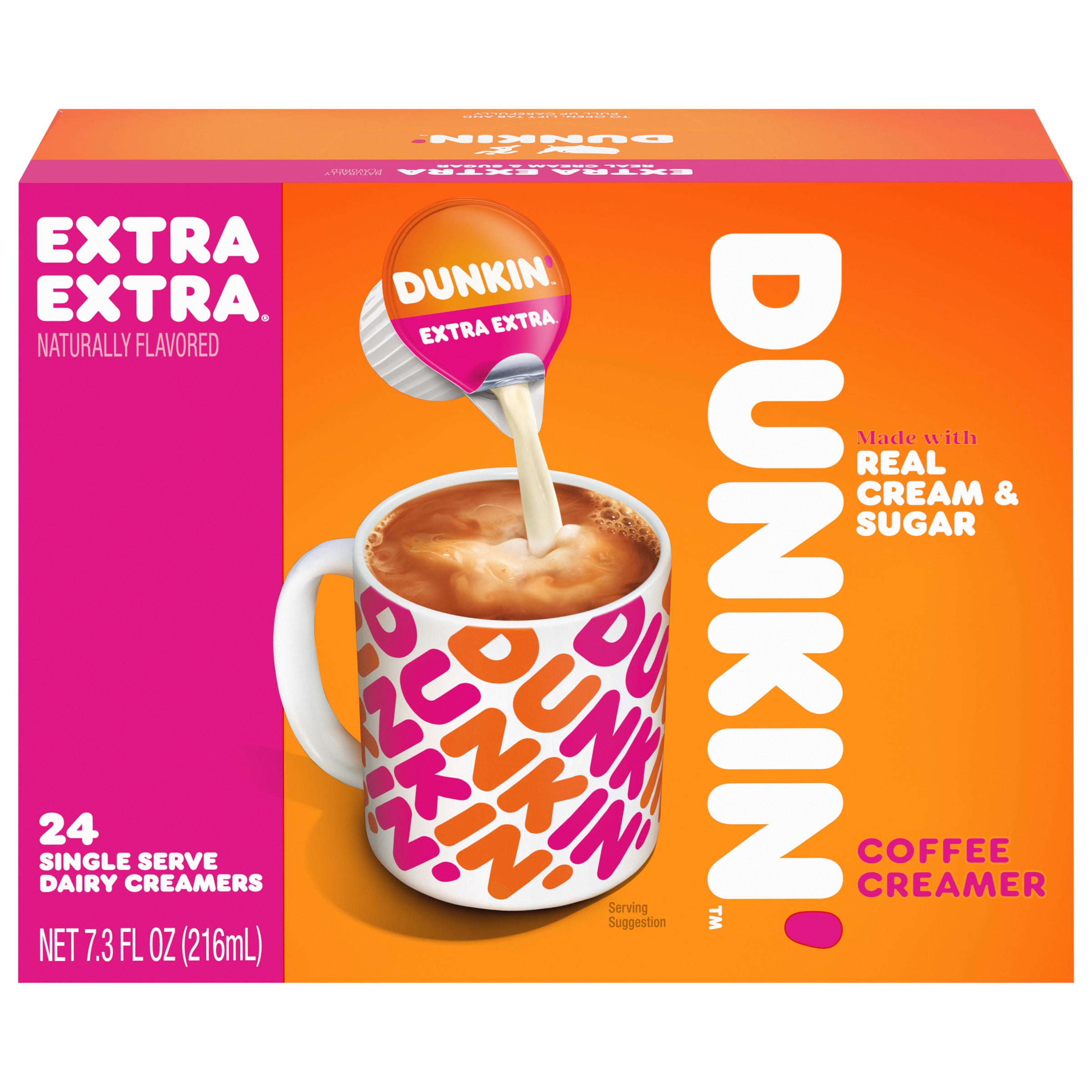 calories in dunkin coffee with cream and sugar