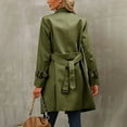 thumbnail image 4 of BYHONG Womens Trench Coat Women's Fashion Autumn Winter Solid Color Double Trench Coat Green M, 4 of 6
