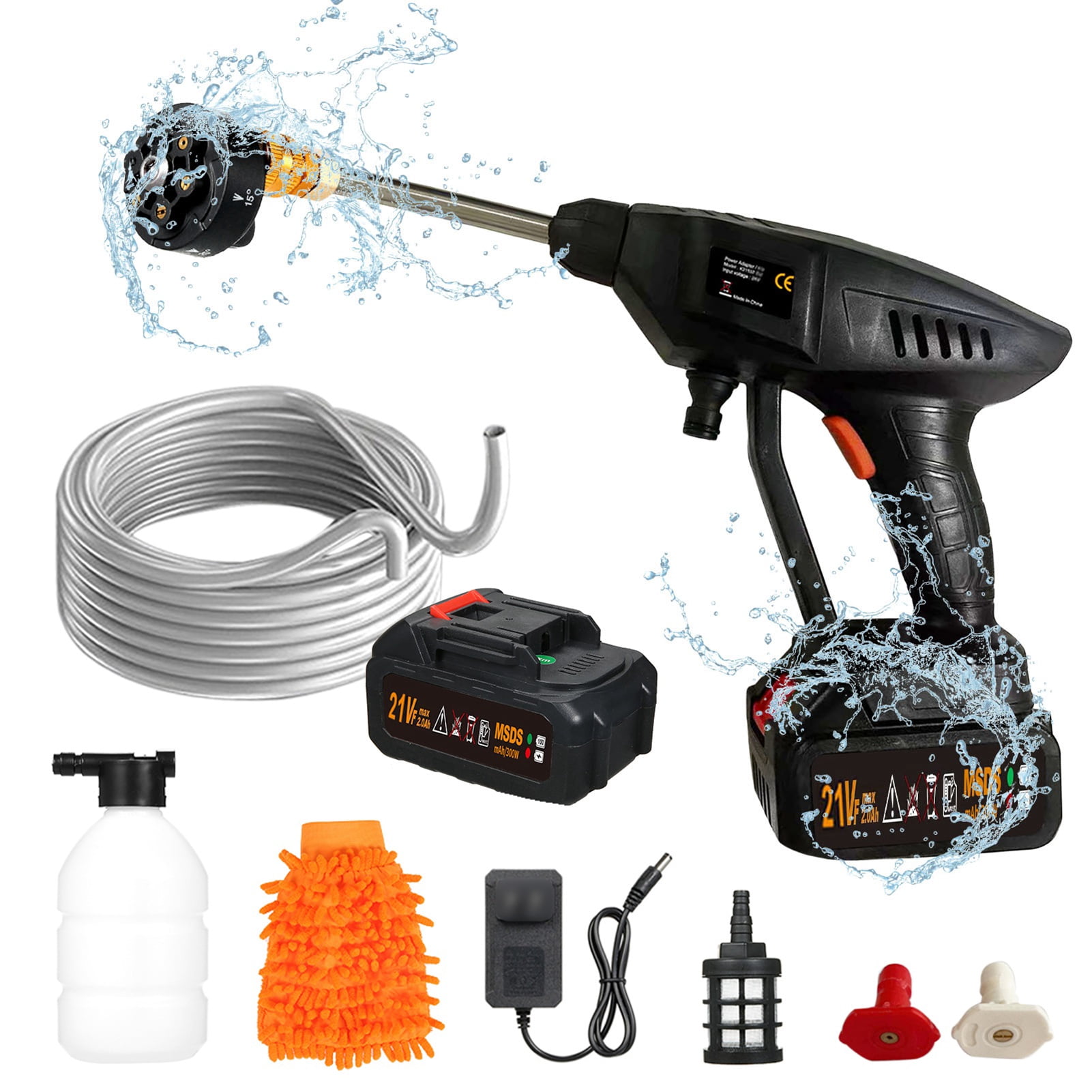 BIMZUC Mulcort 6-in-1 Cordless Power Washer, 60Bar 870 PSI High Pressure Washer Machine with 2 Rechargeable 24V Batteries (2240g / 4.94 lbs) for Car Fence Floor Cleaning Watering