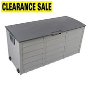 75 Gallon Deck Box Deck for Outside, Patio Large Storage Cabinet, Waterproof Storage Chest on Wheels for Christmas Gift, Garden Tools, Kids' Toys,Brown,260L