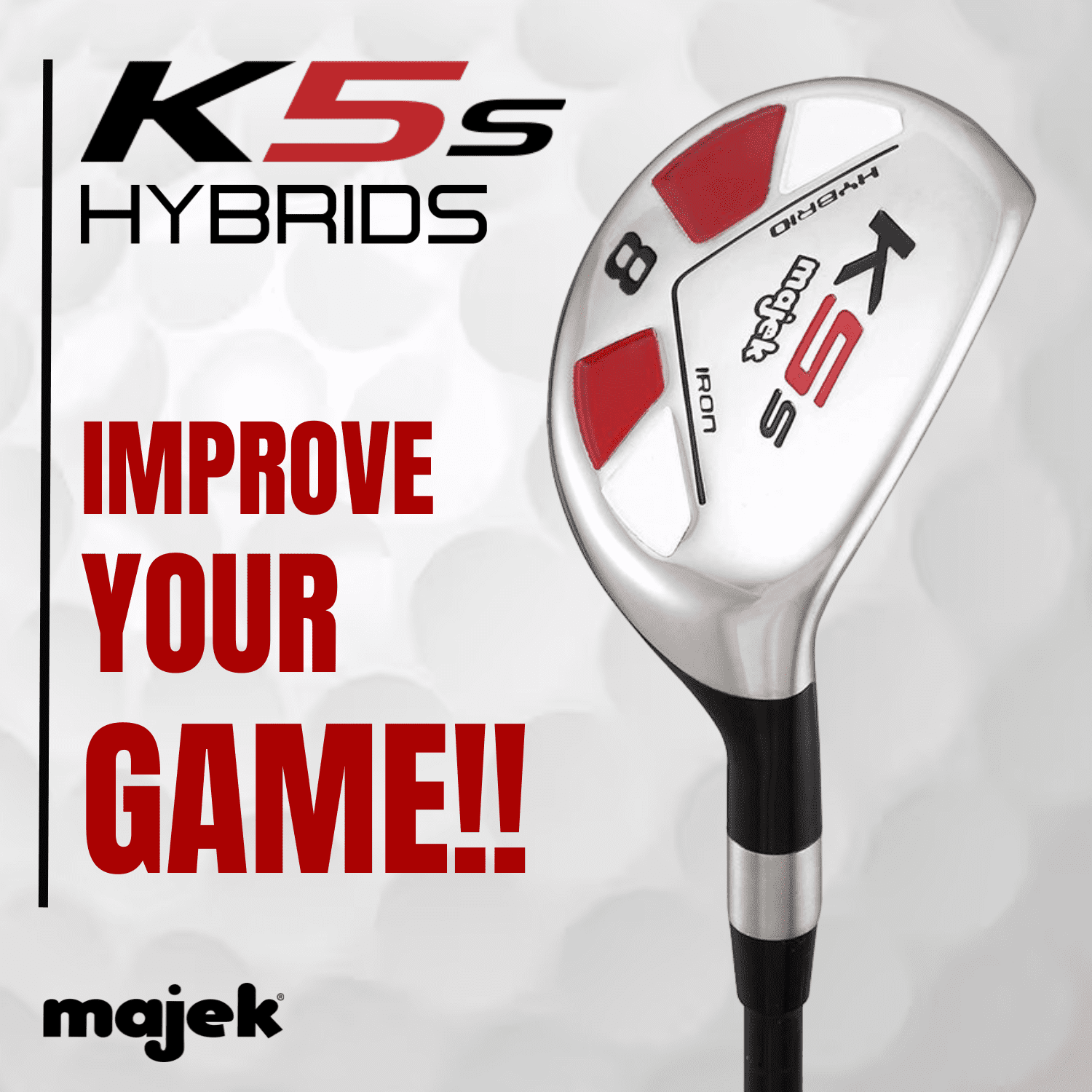 Majek Golf +1 inch Over Big & Tall Men's #9 Hybrid Regular Flex Right Handed New Utility R Flex Club (Tall 6'0"+ / +1" Over) with Midsize Black Pro Velvet Grip
