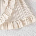 thumbnail image 5 of FAOWME Girls Summer Striped Flutter Sleeve Dress With Ruffled Hem & Adjustable Waist Belt Casual Round Neck Beachwear Beige 3-4 Years, 5 of 7