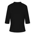 thumbnail image 5 of QLEICOM Womens Casual Tops, Plus Size Summer Cardigan Irregular Hem Shirt, Fashion Solid Cotton Comfortable Tops, V-Neck 3/4 Sleeve Cardigan Pullover Blouse Tunic Tops Black L, 5 of 7