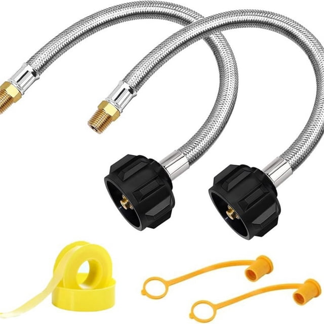 Manguera de Propano RV de 1/4 NPT, Conector Flexible de Acero Inoxidable de 15 Pulgadas para Tanque de Propano, para Regulador de Dos Etapas (Paquete de 2)