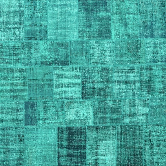 Ahgly Company Machine Washable Indoor Square Persian Turquoise Blue Traditional Area Rugs, 3' Square