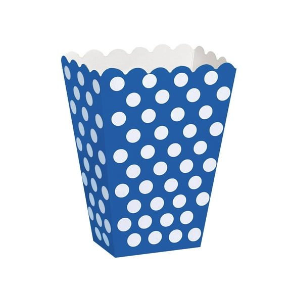 Royal Blue Polka Dot Popcorn Treat Boxes, 8ct