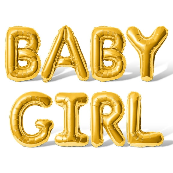 Letter Balloons - BABY GIRL 16" Inch Alphabet Letters Foil Mylar Balloon Baby Shower Party Banner (Gold)