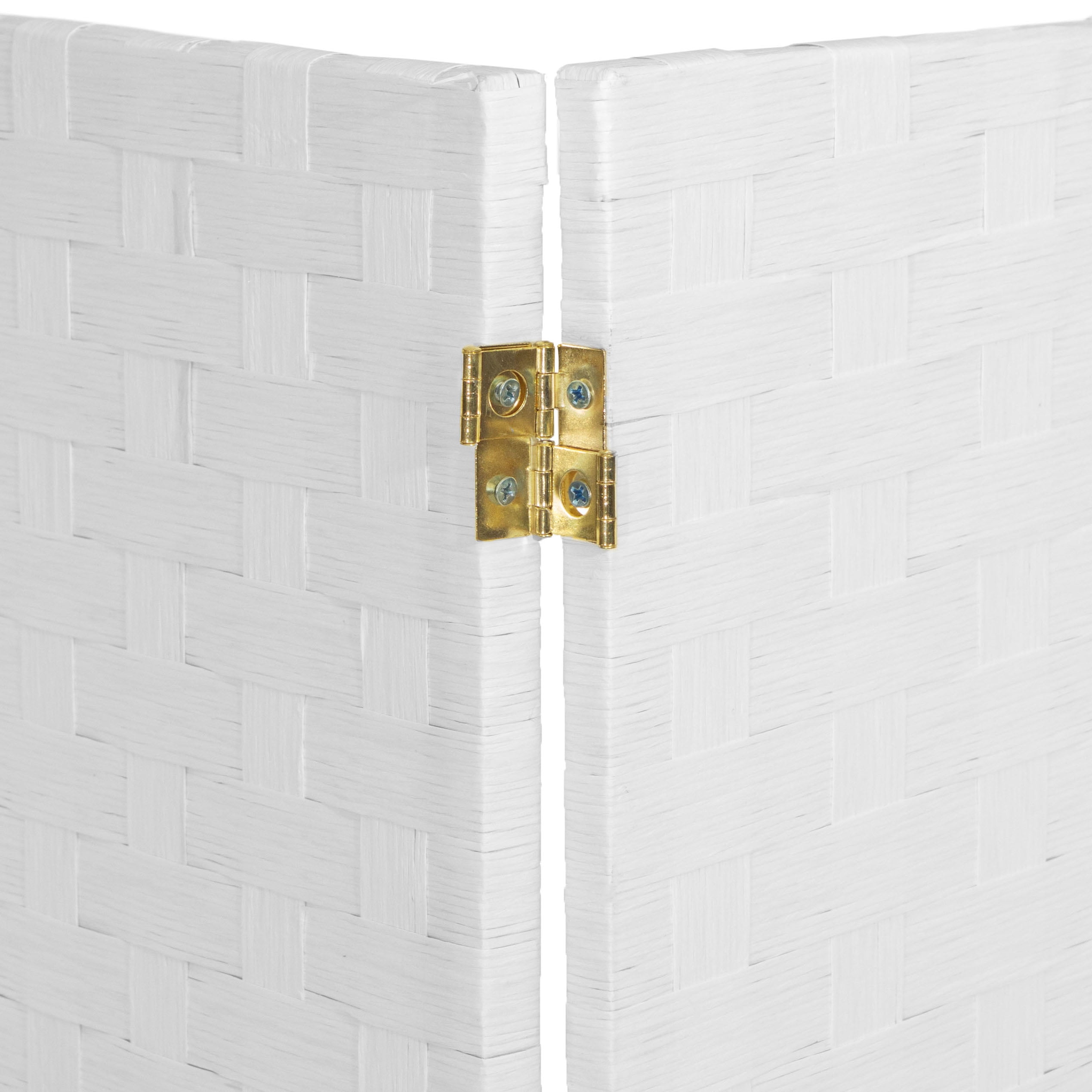 Red Lantern 3 ft. Short Woven Fiber Folding Screen - White - 8 Panel