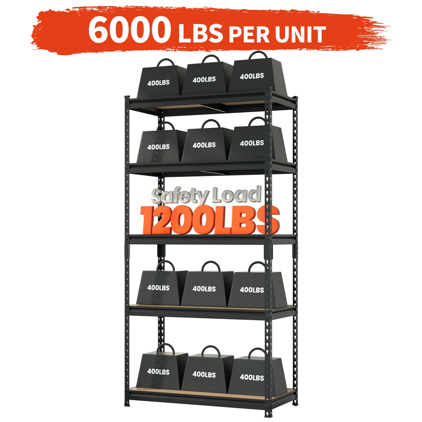 DYNALOAD 6000 lb Heavy Duty Garage Shelving Unit, 5-Tier Adjustable Metal Storage Shelves, 36" W x 18" D x 72" H