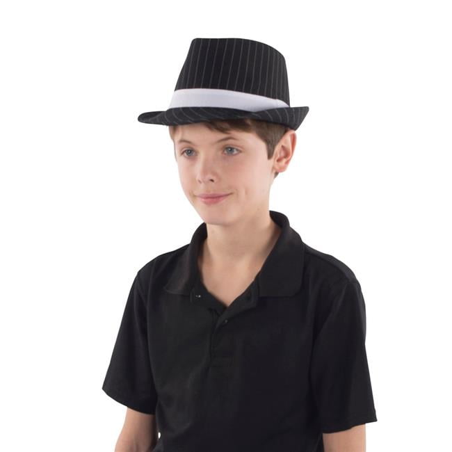 Striped Fedora Hat\u0026#44; Black \u0026 White 