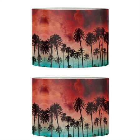 

Xoenoiee Lampshade for Floor Light Table Lamp Pendant Light PVC Drum Lamp Shades Set of 2 Dusk Sunset Glow Palm Tree Pattern Large 17 x 10.4