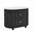 thumbnail image 2 of Modern Faux Marble Top Nightstand with Fabric Upholstery & 2 Drawers, 2 of 7