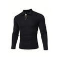 thumbnail image 3 of SANOPY Men's Cropped Long Sleeve Polo Shirts Relaxed Fit Basic Shirt Tops, 3 of 6