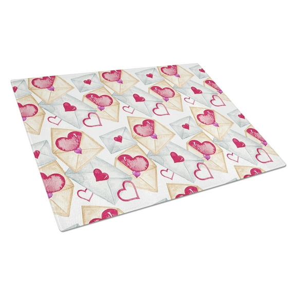 Watercolor Love Letters Glass Cutting Board Large