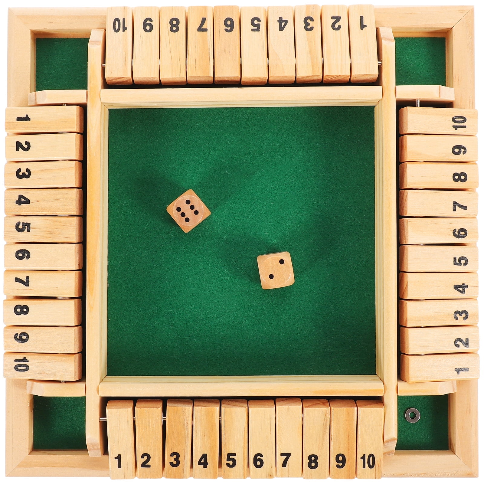 Juego Shut The Box De Madera – 22 X 22 X 4 Cm, Plegable Con 8 Dados De Colores, Para Hasta 4 Jugadores, Ideal Para Bares, Fiestas Y Familias