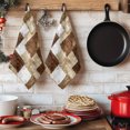 thumbnail image 6 of Patchwork Texture Kitchen Towels Set of 4, Retro Rustic Blocks Abstract Linen Brown Absorbent Dish Towels for Kitchen, Microfiber Hand Towel, Quick Drying Tea Towel for Cleaning Decorative Dishcloths, 6 of 7
