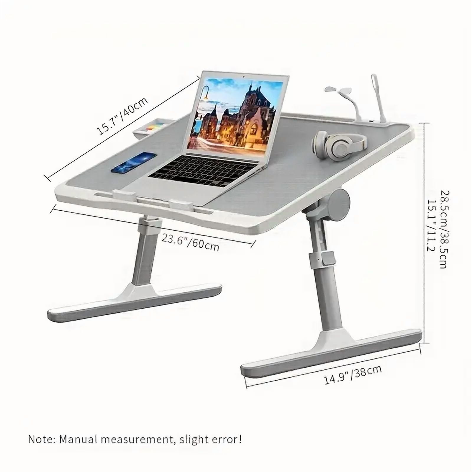 Auto Beyond Adjustable Height Laptop Bed Desk | Portable Folding Table, Ergonomic Design, Suitable for Sofas, Chairs, Bedrooms, etc. (Black)