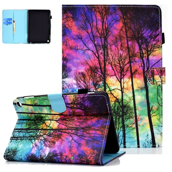 Allytech Flip Case for Amazon Fire HD 8 10th Gen & Fire HD 8 Plus 2020, Painted Cute Pattern Smart Cover for Girls with Auto Sleep Wake Shockproof Kickstand Case for Amazon Fire HD 8 2020, Forest