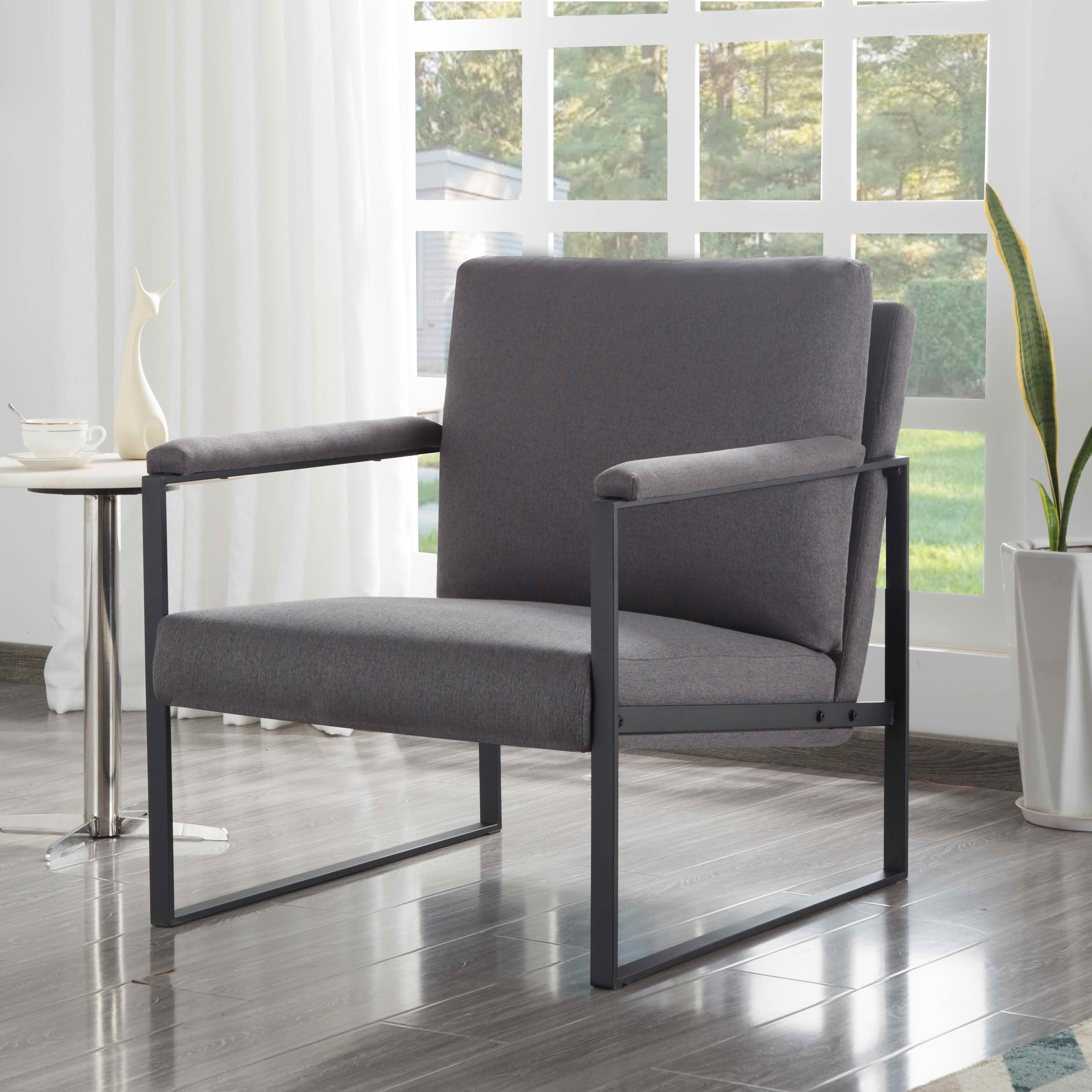 MAYEERTY 26.8 Inch Accent Armchair - Padded Square Arms, Sturdy Metal Frame, Compressed Cushions
