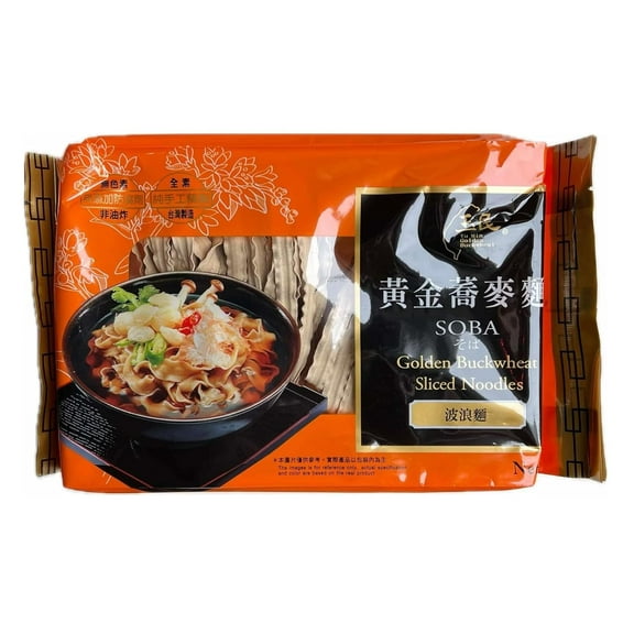 Golden Buckwheat Knife Sliced Squiggly Noodles, Knife Cut Soba Noodles, Squiggly Soba 7.05 oz/200 grams-Yu Min
