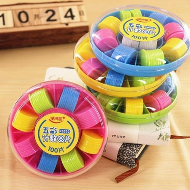 Baohd Éducatif 100 Pcs Compteurs de Maths Jouet de Comptage pour Enfants avec Boîte Style A 1Ensemble