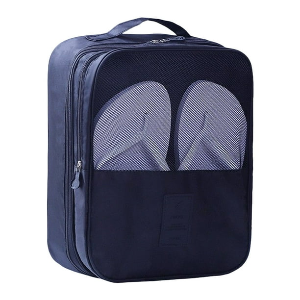 Qarigey Bolsa de almacenamiento de zapatos, zapatillas, malla con agujero, cremallera a prueba de polvo, tela Oxford, organizador de zapatos portátil Envolturas para manijas de equipaje Azul marino Qarigey AP012004-03