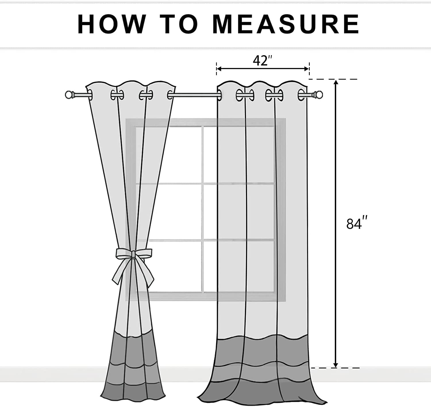 JIUZHEN Semi Sheer Curtains for Living Room - 84 inches Extra Long with Tiebacks Light Filtering Grommet Window Curtains for Bedroom/Office, 42Wx 84L, Set of 2 Panels,Bean Green