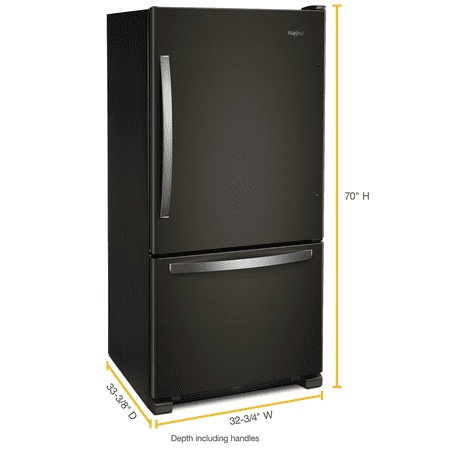 Whirlpool - 22 Cu. Ft. Bottom-Freezer Refrigerator with SpillGuard Glass Shelves - Black Stainless Steel