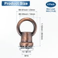 thumbnail image 3 of Uxcell Paquete de 4 Tuercas de Ojo de Elevación, Carga Máxima de 5kg, Ganchos de Accesorios de Luz M10 de 14mm para Colgar Lámpara Candelabro [Bronce Rojo], 3 of 6