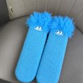 thumbnail image 4 of WXLWZYWL Womens Fuzzy Crew Socks, Cute Novelty Monster Socks, Warm Cozy Winter Sleep Socks for Girls Teens, 4 of 5