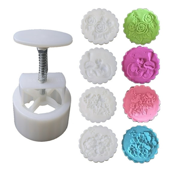 YIEMEEN 150g Mooncake Mold with 4pcs Flower Stamps Hand Press Moon Cake Pastry Mould DIY Bakeware Mid-autumn Festival