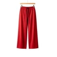 thumbnail image 5 of Tqcoqu Women's Solid Color Drawstring Elastic Waist Wide Leg Pants Casual Loungewear Long Trousers For Fall Winter, 5 of 6