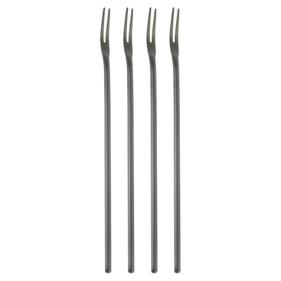 Uxcell 4 Pcs Pickle Fork, 8.6 Inch Olive Fork with Long Handle, Stainless Steel Cocktail Forks, 2-Tine Fork for Dessert Cocktail Fruit and Vegetable Black